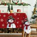 Horaldaily Christmas Tablecloth 60×84 Inch, Snowman Red Washable Table Cover for Party Picnic Dinner Decor