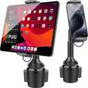 APPS2Car Solid Cup Holder Tablet Mount for Car, Adjustable Height iPad Car Mount for Truck Low Profile Road Trip Essentials Compatible with 4.7-13" iPad Pro Air Mini, Fire, iPhone, Cell Phone - Black