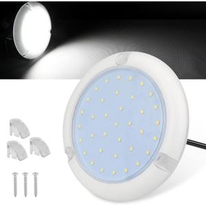 RVZONE Boat LED Dome Light IP68 Marine Led Lights White Round Surface Mounted Boat Interior Lights Round Cabin Light for Boats RV Trailers