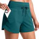 Soothfeel Women's Athletic Running Shorts with Pockets 3.5" Quick Dry High Waisted Workout Active Gym Shorts for Women (Turquoise)