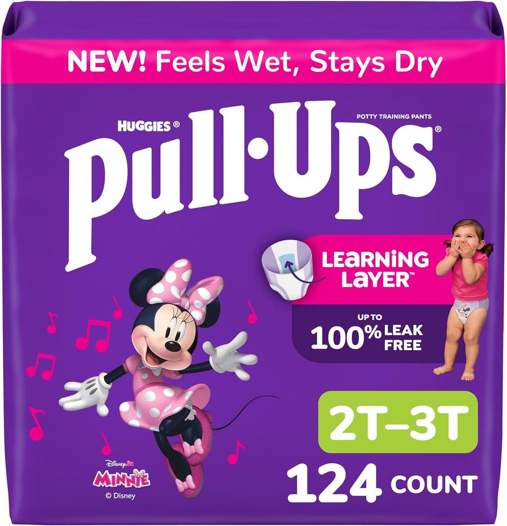 Pull-Ups Girls' Potty Training Pants, Size 2T-3T Training Underwear (16-34 lbs), 124 Count (4 packs of 31)