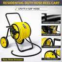 Garden 2-Wheel Hose Reel Cart, Residential Duty Hose Reel with Wheels, Outdoor Water Hose Reel for Backyard, Garden, or Lawn, Metal Hose Carts (175ft Hose Capacity)
