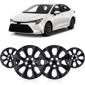 WOLFSTORM 16" Hubcaps for Toyota Corolla 2009-2026/ Corolla Hybrid LE 2023-2026/ Matrix 2009-2014 Steel Wheels, R16 Car Hubcaps Snap On Installation 16 Inch Wheel Rim Cover Set of 4, Black Lacquer