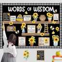 Mooliwe 57 Pcs Sunflower Bulletin Board Set Inspirational Flower Bulletin Board Decoration Positive Cutout Classroom Decoration for School Office Home Teacher Classroom Wall Supplies