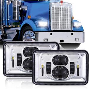 Z-OFFROAD 2pcs 60W 4x6 LED Headlights DOT Approved H4656 H4651 H4652 H4666 H6545 Sealed Beam Rectangular Headlamp for Freightliner KW Peterbilt Oldsmobile Cutlass Trucks - Chrome
