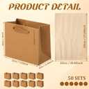 Qilery 50 Pcs Wedding Paper Gift Bags Bulk with Tissue Paper Small Gift Bags with Handle and Tags for Birthday Wedding Mothers' Day Party Business(Brown,4.7 x 2.4 x 3.9'')