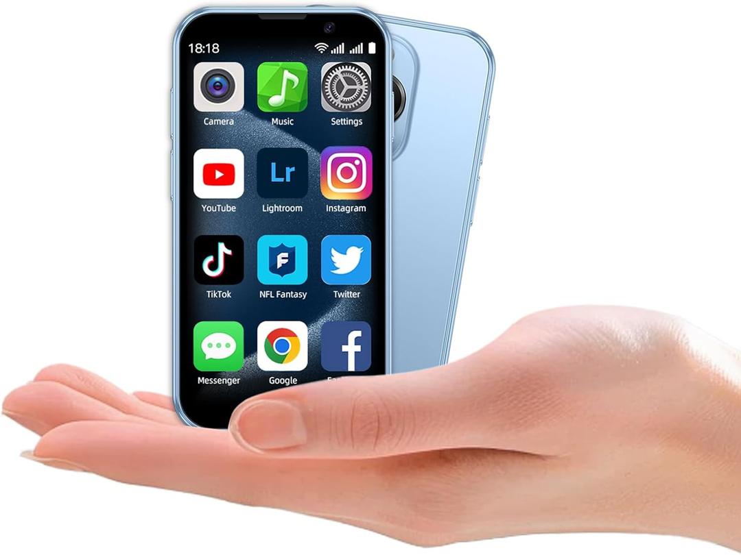 Mini phone Unlocked Mini Smartphone for kids World's Smallest Cell Phone 3.0" HD Touch Screen Quad Core Dual Sim Card Face ID Android Compact Small Mobile Phones for Student Pocket 2GB+16GB (Blue)