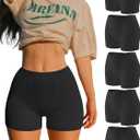 OLCHEE Womens Boyshorts Underwear Panties Seamless High Waisted Boxer Briefs 3.9" Inseam Comfy Stretch Shorts 5 Pack, Black, X-Small