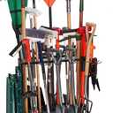Garden Tool Organizer, Yard Tools Rack Holds 55 Long-Handled Tools/Rakes/Brooms for Garage Organization and Storage, Shed, Outdoor, Lawn, Heavy-Duty Steel, Black, Easy Assembly (Yard Tool Storage)