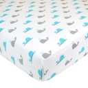 American Baby Company Fitted Crib Sheet 28" x 52", Soft Breathable Neutral 100% Cotton Jersey Sheet, Whale, for Boys and Girls, Fits Crib and Toddler Bed mattresses