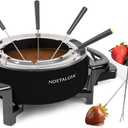 Nostalgia 12-Cup Electric Fondue Pot Set for Cheese & Chocolate - 8 Color-Coded Forks, Temperature Control - Stainless Steel Kitchen Gadgets and Appliances for Hors d'Oeuvres and More  Black
