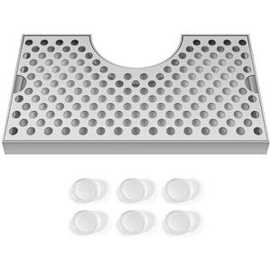 Kegerator Beer Drip Tray with Non-Slip Rubber Pad, Keg bar drip tray for 3 inch beer tower beverage dispenser Stainless Steel Spill Pan without Drain