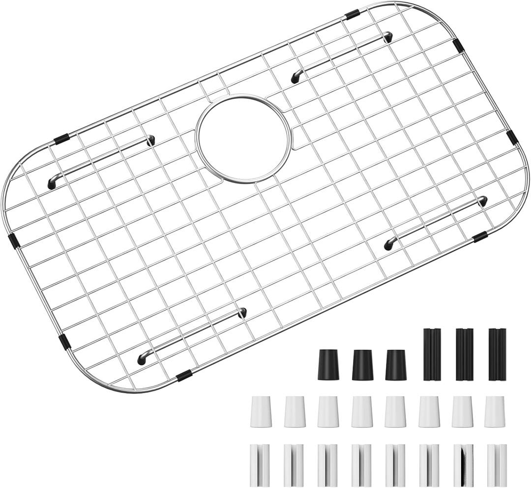 Sink Protector Grid 26-1/16" x 14-1/16", Rear Drain with Corner Radius 3-1/2", 304 Stainless Steel Material (Rear Drain)