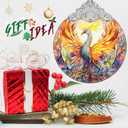 Stained Glass Ornaments - Phoenix Christmas Ornaments - Christmas Decorations for Tree - Holiday Present Ideas - Gift Exchange (Phoenix Spreading Wings)
