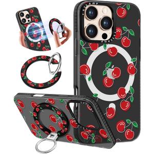 Toycamp for iPhone 16 Pro Max Case Compatible with Magsafe - Cute Design 360 Magnetic Ring Holder Stand Kickstand Funny Cherry Girly Pretty Fashion TPU Phone Covers for Women Tenn Girls