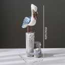 Nautical Pelican Statue - Handcrafted Wooden Bird Figurine for Coastal Home & Bathroom Decor, Vintage Beach Theme Art Sculpture, Rustic Outdoor Garden Decorations, Wood Carving Fish Statue