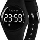 Kids Watches for Girls Boys Digital Sport Watch with Step Counter Pedometer Vibration Alarm Clock, No App Waterproof Fitness Tracker Kids Watch Boys Girls Teens Students Ages 5-16 (Black)
