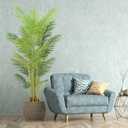 Artificial Palm Tree 7ft with White Pot, Realistic Leaves and Adjustable Branches and 18 Trunks, Faux Plants Indoor Tall - Ideal for Home Decor in Living Rooms, Offices, and Bedrooms (7FT Palm Tree)