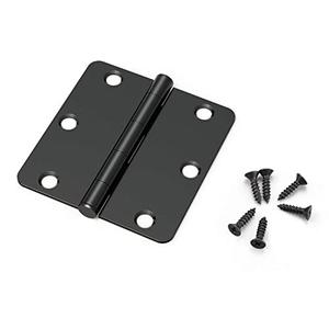 KNOBWELL 12 Pack Matte Black Door Hinges No Squeak, 3.5" X 3.5" Interior Door Hinges with 1/4" Radius in Black