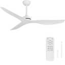 Ceiling Fans without Light,52 Inch Ceiling Fan with Remote Control,3 Reversible Blade,White Ceiling Fan for Bedroom, Living Room,Hallway