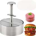 304 Stainless Steel Burger Press, Adjustable Hamburger Patty Maker, Dishwasher Safe Meat Press for Beef, Burgers & BBQ Grilling
