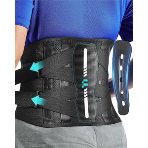 Back Brace for Lower Back Pain Relief, Carbon Fiber Support, Ergonomice Curved, Ultra-thin Air Mesh, Lightweight and Adjustale Design, Size XXL
