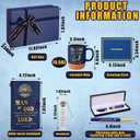 Shellwei 6 Pcs Christian Gift for Husband 3.5 oz Mug Leather Bible Notebook Religious Pen Metal Bookmark with Box and Greeting Card Fathers Day Religious Gifts for Husband Grandpa Pastor(Blue)