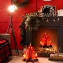 Tioncy 4 Set Fake Fire Campfire Centerpiece 3D Artificial Fake Flames with LED String Lights Fire Cardboard for Summer Camping Party Decorations (11.8 Inch)