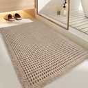 WIKUVO Waffle Bath Mat, 17x24 Brown Bathroom Mat with Super Absorbent, Machine Washable Non-Slip Bathroom Mat Comfortable and Soft