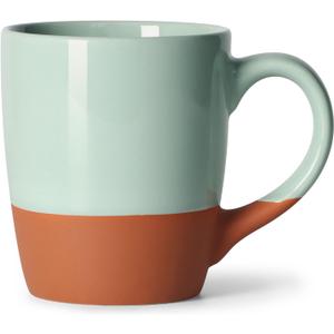Smilatte 20 OZ Large Coffee Mug, Nice Ceramic Boss Tea Cup with Big Handle for Dad Men Women, Unique Style For Any Kitchen, Green-Brown
