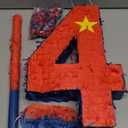 Soulchen Patriotic leader Number 4 Piata with Stick Blindfold Confetti Classic Comic Star Piatas Inspirational Birthday Party Game Supply Decorations, 16.1 x 10.6 x 3 Inch (Red)