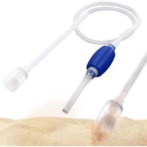 SunGrow Water Siphon Pump for Fish Tank with Priming Bulb, 3.5" Nozzle Net, 65-Inches, Long Nozzle Sand Cleaning Kit, Fish Gravel Vacuum to Clear Water, Aquarium Siphon Tank, 2-Minutes to Assemble (Blue)
