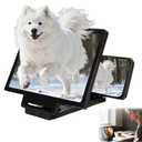 3D HD Big Screen Phone Magnifier, New Cell Phone Screen Magnifier, Foldable Design Screen Version for Movies and Videos, Lightweight Phones Magnifying Screen, Compatible with All Phones (Black)