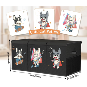 VERONLY Toy Box Chest Organizer Bins for Girls Boys, Kids Large Fabric Collapsible Storage Basket Container with Flip-Top Lid & Handles for Clothes,Blanket,Nursery,Playroom,Bedroom (Black)