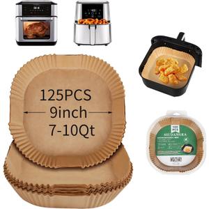 125Pcs Large Air Fryer Liners Disposable Compatible with Chefman XL 8-Qt Family Air Fryer, 9inch Square