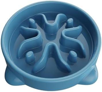 Slow Feeder Dog Bowls Small Breed, Dog Food Bowl Small Anti-Choking Bloat Stop Puzzle Healthy Eating Bowl (Blue, 1 Cup)
