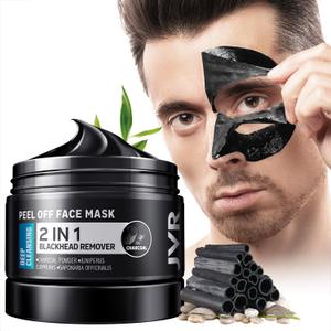JVR Peel Off Face Mask, Blackhead Remover Mask for Men, Charcoal Peel Off Black Mask, Facial Mask Purifying and Deep Cleansing for All Skin Types 8.46 OZ