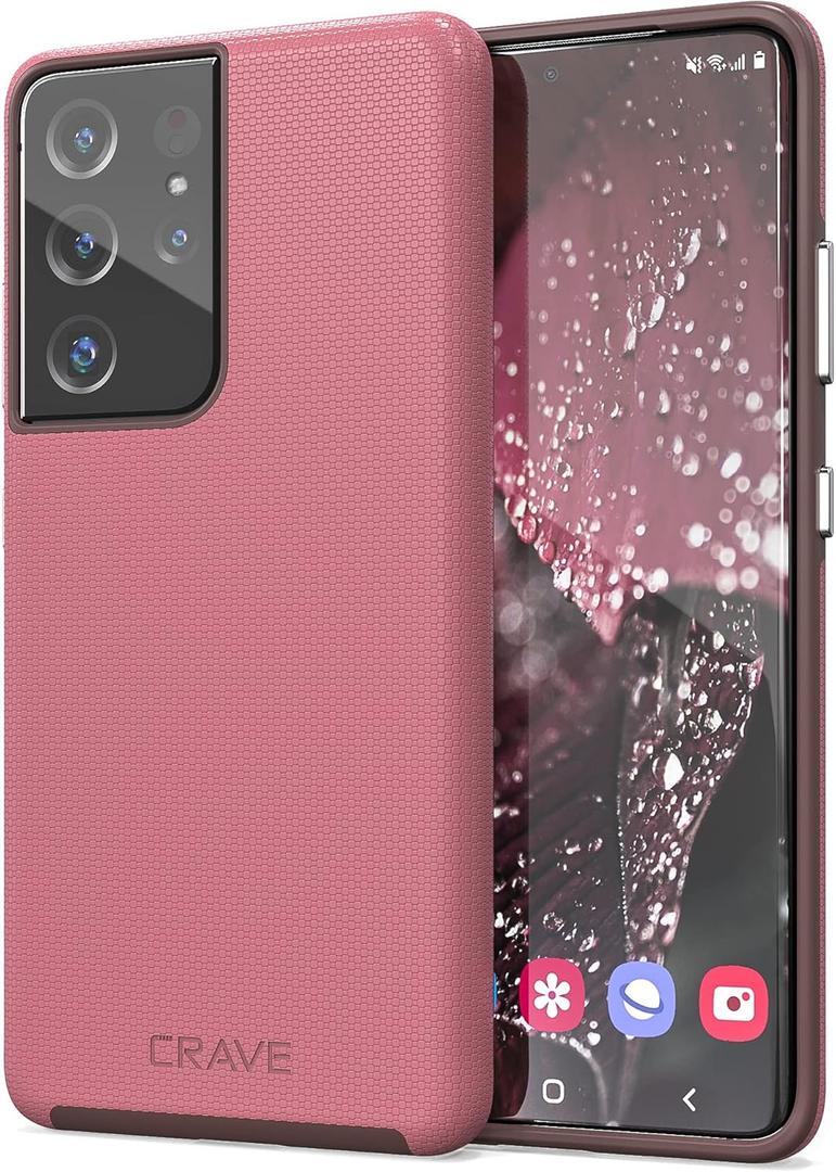 Crave Dual Guard for Galaxy S21 Ultra Case, Shockproof Protection Dual Layer Case for Samsung Galaxy S21 Ultra, S21 Ultra 5G (6.8 inch) - Berry