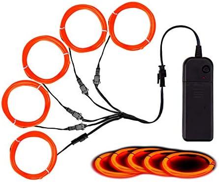 MaxLax EL Wire Orange, Noise Reduction Neon Wire Light 5 in 1 Meter, Electroluminescent Wire for Halloween Decoration, Christmas Party, DIY Decoration