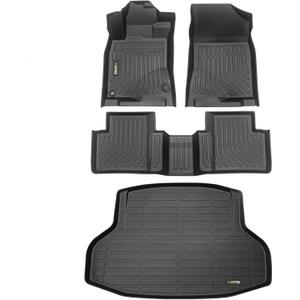 HAFIDI® Floor Mats & Cargo Liner Set Fit for 2016-2021 Honda Civic Sedan (Not for Hatchback/Coupe/Type R/Sport Touring/Sport) All Weather TPE Car Full Set Floor Liners Custom Accessories - Black