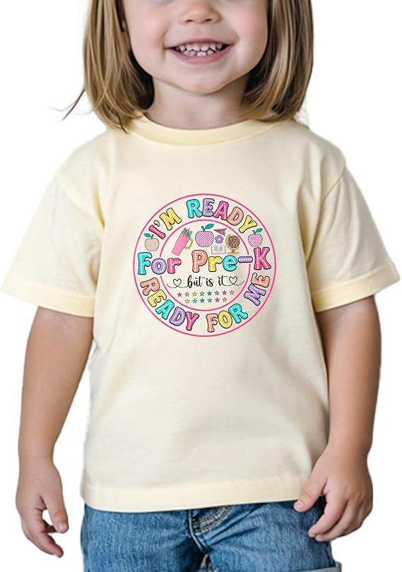 Toddler Kids First Day of Preschool Shirt Pre K Shirts for Girls Boys Hello Prek Tshirt Back to School Cotton Tee 2T-4T