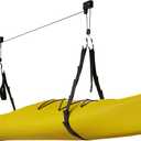 Kayak Storage Hoist - Overhead Pulley System with 125lb Capacity for Canoes, Bikes, Ladders, and More - for up to 12-Foot Ceilings (Black)