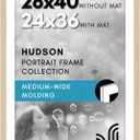 Americanflat 28x40 Poster Frame with Polished Plexiglass - Use as 24x36 Frame with Mat or Display 28x40 Photo Without Mat - Hudson Collection - Wide Picture Frames for Wall Display - Natural Oak