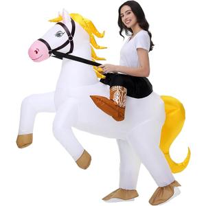 Stegosaurus Inflatable Horse Costume Adult Halloween Blow Up Costumes Ride On White Horse Costume Funny Riding Horse Suit for Men Women Cosplay Kentucky Derby Party