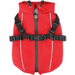 Dog Winter Coat Reflective Water-Resistant Jacket, Fleece Lined Windproof Puppy Coat with Back Zipper & D-Ring, Cold Weather Dog Coats for Small Medium Dogs (S, Red)