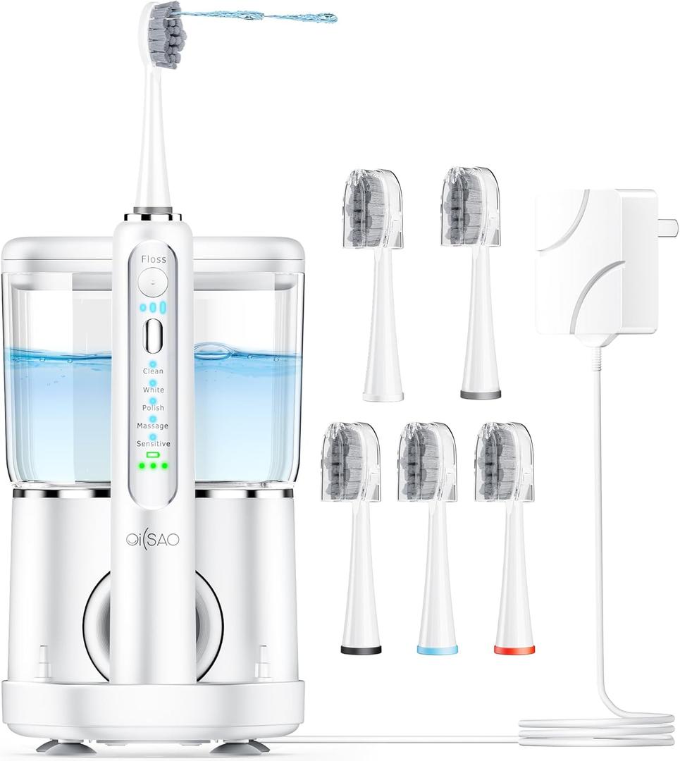Electric Water Flosser Toothbrush for Adults, White