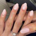 KQueenest Pastel Light Pink Press on Nails Short Oval, Glossy Soft Gel Fake Nails Press on, Extra Short Almond Fake Nails with UV Cover, Thick Acrylic Glue on Nails for Wome Wedding & Everyday 4 Pcs