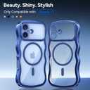for iPhone 17 Case: [Cute Wave Frame][Fit for MagSafe] Military Drop Shockproof Protection, Camera Protective, Glossy Slim Magnetic Wavy Phone Cover for Women Girls 6.3'', Clear/Blue
