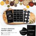 Minimalist Pantry Labels - 114 Self-Adhesive, Waterproof & Oil-Resistant Kitchen Labels for Organizing Storage Bins, Jars & Containers (Black)