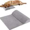 Dog Bolster Pillow with High Resilience Foam, Headrest for Medium Small Dogs, Benefit for Cervical Vertebra and Neck, Easy to Carry, Machine Washable CoverEasy to Clean (Light Grey)